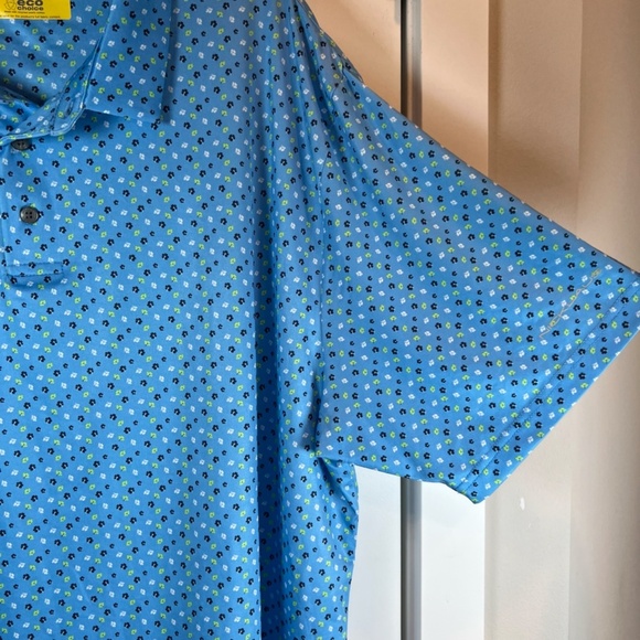 Nicklaus Eco Choice Men's Golf Polo Shirt  Blue All Over Floral Print Stretch XL - Picture 4 of 10